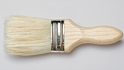 Wooden Paintbrush With White Bristles On Light Background