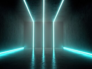 Abstract Neon Light Tunnel Interior Design