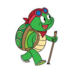 Adventurous hiking Turtle Exploring the World with Style.