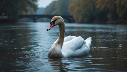 Fototapeta premium A swan in the river