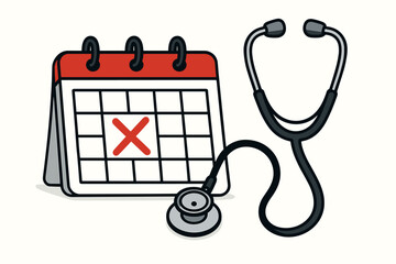 Medical appointment calendar scheduling healthcare reminder stethoscope doctor visit clinical consultation booking patient care management planning missed cancelled concept