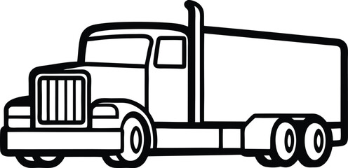 American Semi Truck Line Art Bold Clean Minimalist Vector Design
