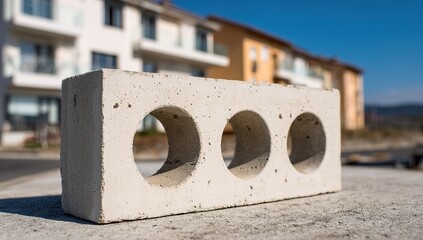 Close Up View Of Concrete Block On Construction Site