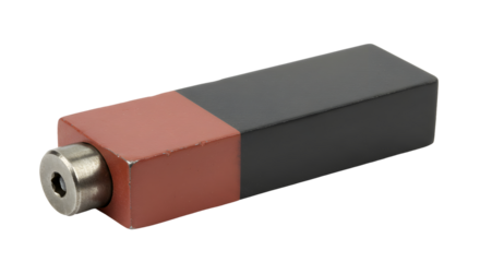 Rectangular Bar Magnet with Red and Black Poles on Transparent Background