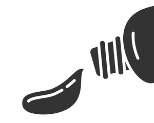 Minimalist design featuring a tube squeezing out a drop. Illustrates application, creation, or dispensing. Perfect for beauty, art, or health concepts.