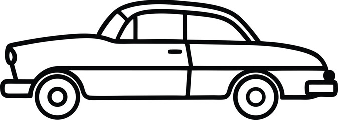 Vintage 1950s American Car Line Art Clean Bold Minimalist Vector Illustration