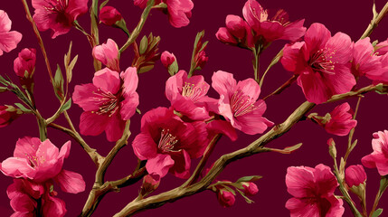 cherry blossom, flower, pattern, floral, seamless, vector, illustration, nature, spring, blossom, design, wallpaper, decoration, flowers, pink, cherry, tree, art, leaf, beauty, plant, texture, branch,