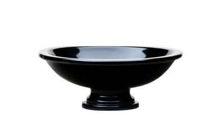 Elegant black pedestal bowl isolated, cut out transparent
