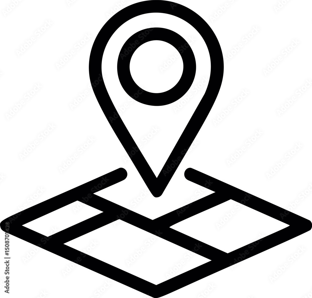 Aufkleber map icon with location pin in black and white design, abstract navigation concept. vector illustrati