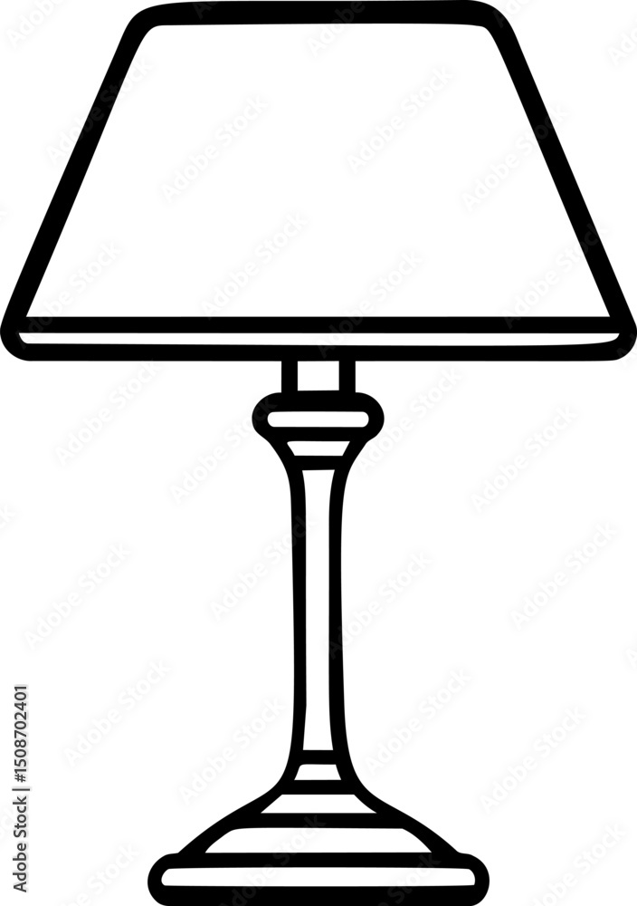 Aufkleber outline of a simple table lamp with a classic design and wide lampshade. vector illustration