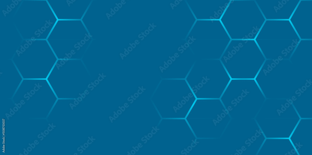 Aufkleber modern abstract blue hexagon background with gradient light. futuristic blue hexagon pattern backgro