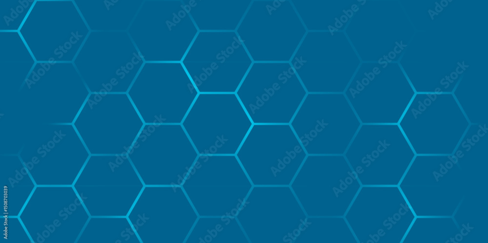 Poster modern abstract blue hexagon background with gradient light. futuristic blue hexagon pattern backgro
