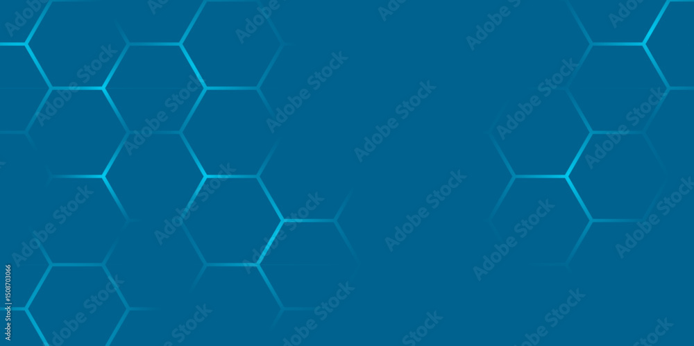 Poster modern abstract blue hexagon background with gradient light. futuristic blue hexagon pattern backgro