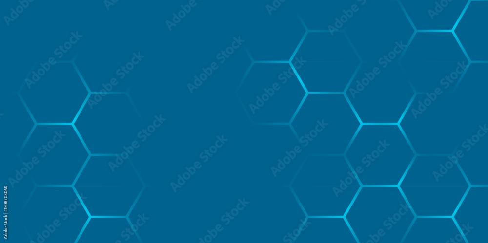 Poster modern abstract blue hexagon background with gradient light. futuristic blue hexagon pattern backgro