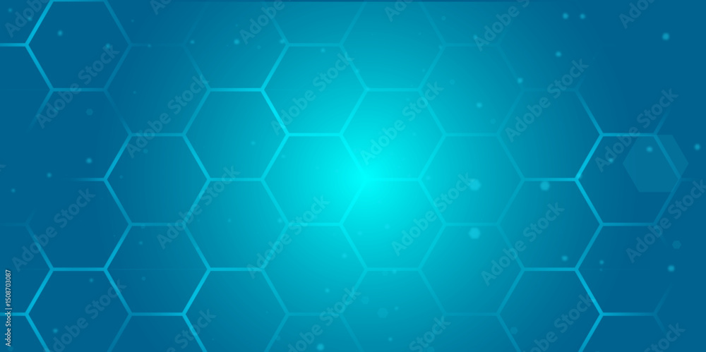 Poster modern abstract blue hexagon background with gradient light. futuristic blue hexagon pattern backgro