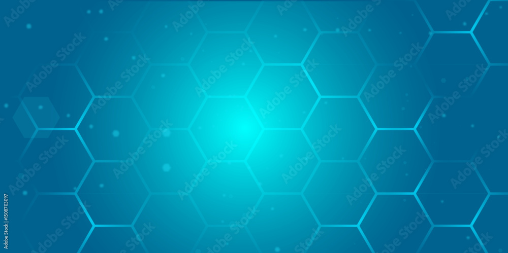 Aufkleber modern abstract blue hexagon background with gradient light. futuristic blue hexagon pattern backgro