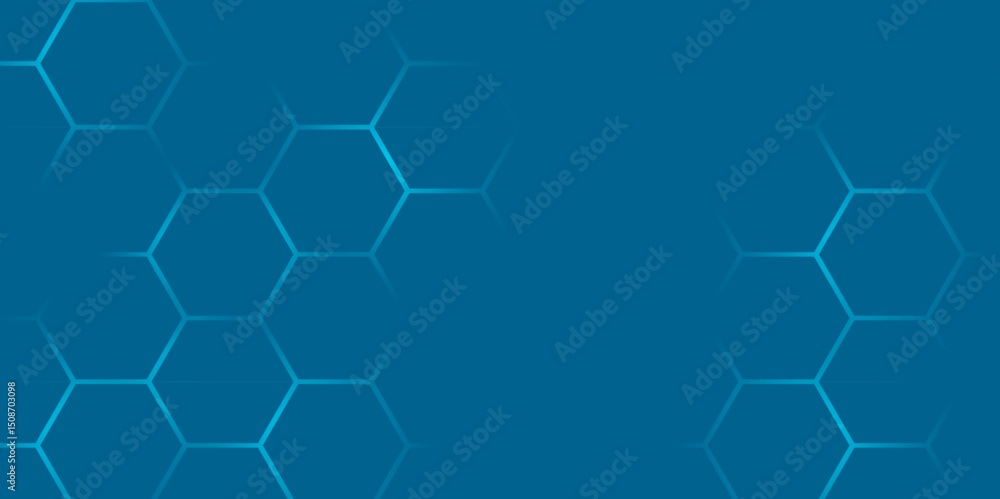 Poster modern abstract blue hexagon background with gradient light. futuristic blue hexagon pattern backgro