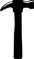 Black silhouette of a claw hammer, simple vector icon. Vector illustration