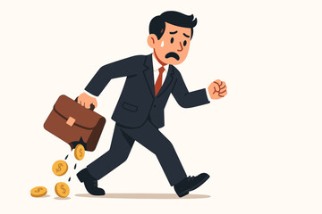 Leaky Bag Symbolizing Financial Loss and Money Drain Concept Illustration for Economic Challenges and Budgeting Issues