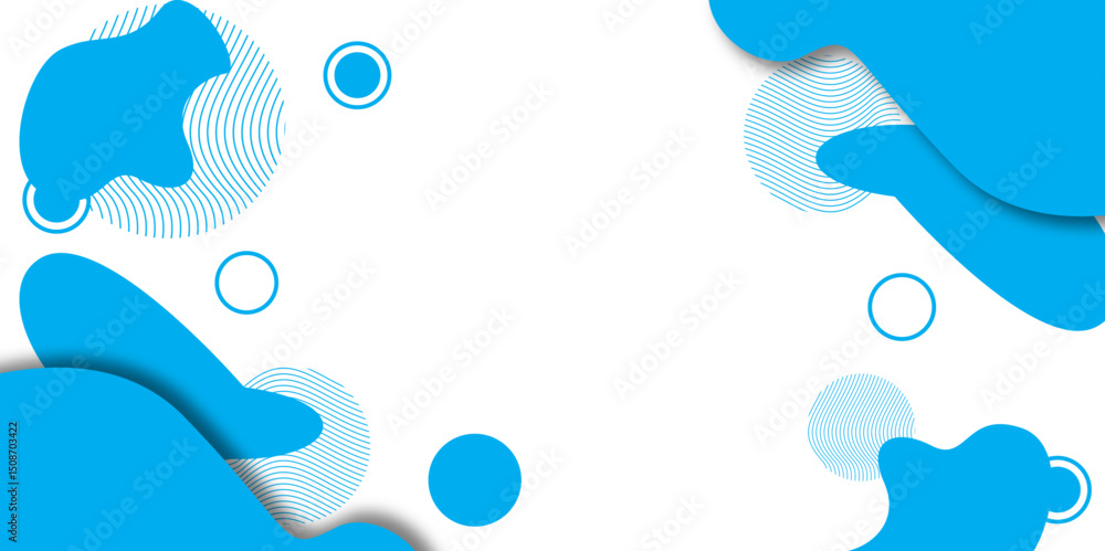 Poster abstract blue and white background with blob and circle shapes. minimal abstract geometric blob desi