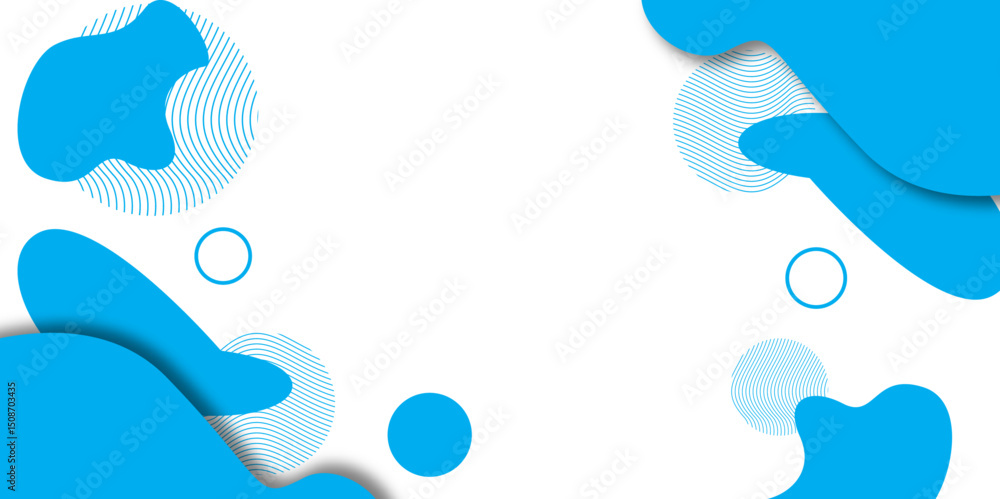Poster abstract blue and white background with blob and circle shapes. minimal abstract geometric blob desi