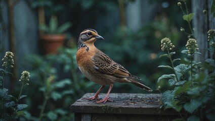 Naklejka premium Dickcissel In The Garden with Empty Copy Space For Text