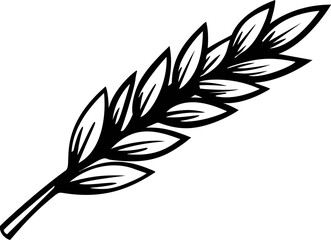 Obraz premium Black and white illustration of a stylized wheat ear design element. Vector illustration