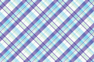Vibrant diagonal plaid pattern in pastel purple, blue, and green hues. Perfect for textile design, website backgrounds, or crafting projects.  Evokes feelings of freshness and serenity.