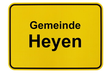 Illustration eines Ortsschildes der Gemeinde Heyen in Niedersachsen