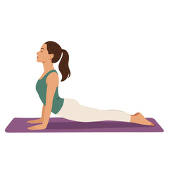 Woman Doing Cobra Pose Yoga Illustration