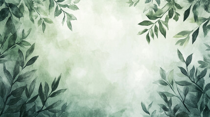 Enchanting woodland forest in watercolor style, featuring lush greenery, mystical atmosphere, and soft, dreamlike lighting