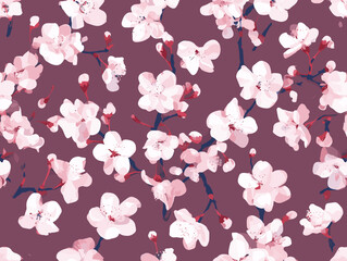 cherry blossom, flower, pattern, floral, seamless, vector, illustration, nature, spring, blossom, design, wallpaper, decoration, flowers, pink, cherry, tree, art, leaf, beauty, plant, texture, branch,