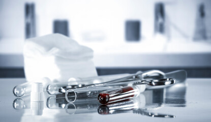 Stethoscope and Medical Tools on Table – Doctor’s Office Background. Clean, clinical setting...