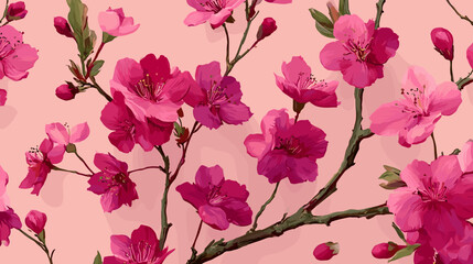 cherry blossom, flower, pattern, floral, seamless, vector, illustration, nature, spring, blossom, design, wallpaper, decoration, flowers, pink, cherry, tree, art, leaf, beauty, plant, texture, branch,