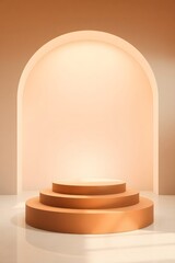 Elegant Terracotta Podium Display Minimalist Product Presentation Background with Archway