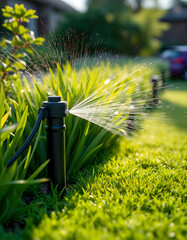 Effortless automated lawn irrigation systems, smooth light. with white shades