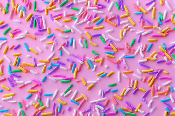 Colorful Sprinkles On Pink Background