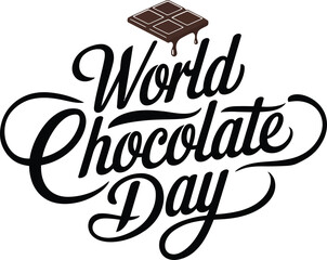 World Chocolate Day Celebrate  July 7,  hand written text isolated On white Background