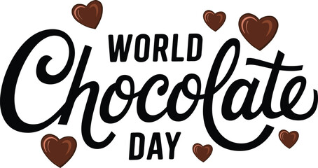 World chocolate day Text, handwritten custom typography vector illustration isolated on white background