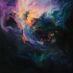 Abstract Colorful Galaxy Nebula