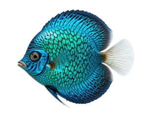 Tropical Blue Turquoise Discus Fish for Aquatic and Marine Themes.