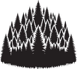Fototapeta premium Evergreen trees forest vector, pine tree forest silhouette