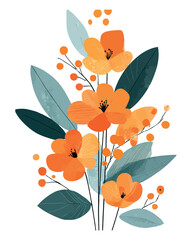 Vibrant abstract flower and leaf art