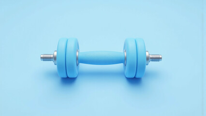 Blue Dumbbell on Light Background
