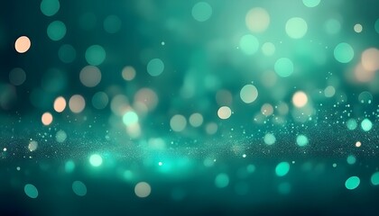 Bright abstract background of glitter vintage lights. Sparkling mint colorful glowing bokeh confetti