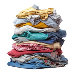 Stacked Assortment of Folded Clothes Isolated on Transparent Background PNG Image