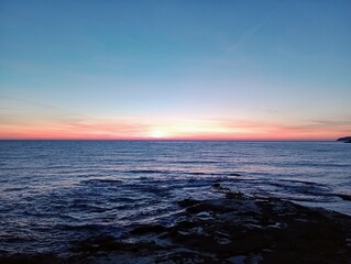 sunset over the  Mediterranean sea in Bosa, Sardinia