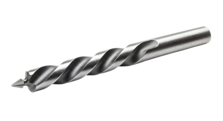 Silver Metal Drill Bit on Transparent Background