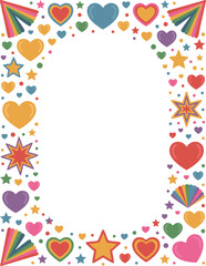 hearts, stars, and rainbows Frame background