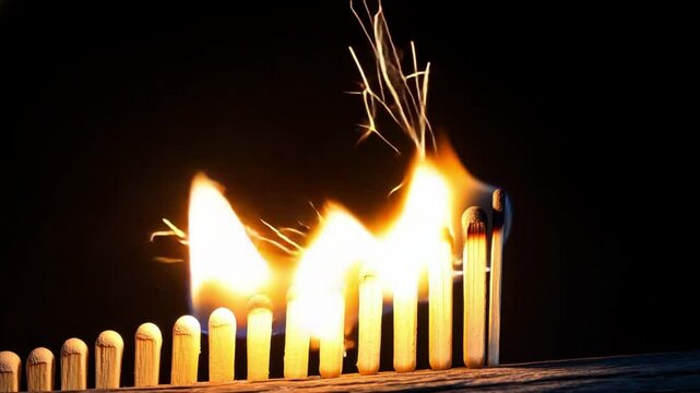 A captivating image of matchsticks arranged in ascending order with a vibrant flame, symbolizing inspiration and ignition of ideas.